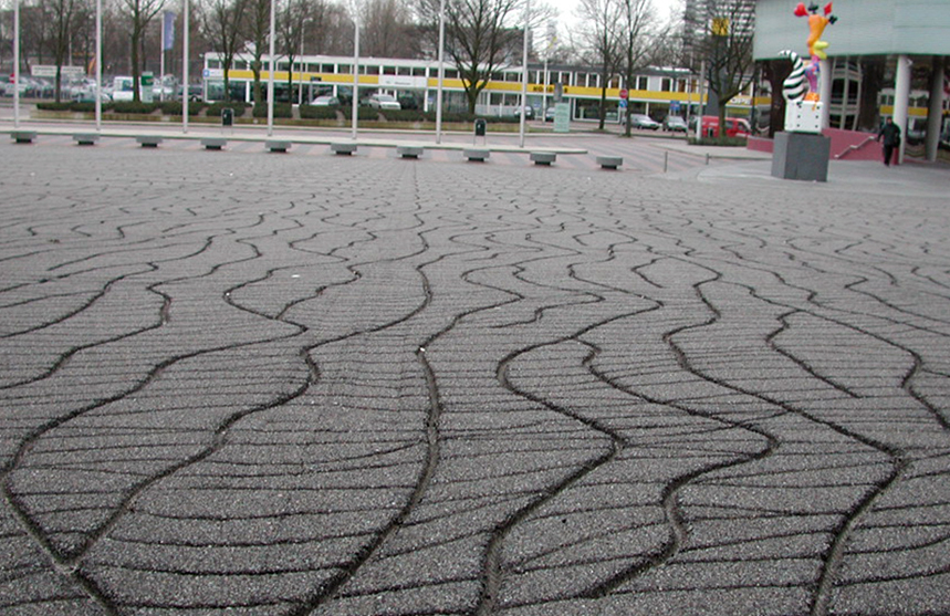 Patroon in asfalt plein